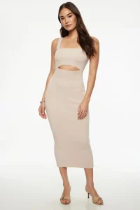 Cut Out Knit Midi Dress